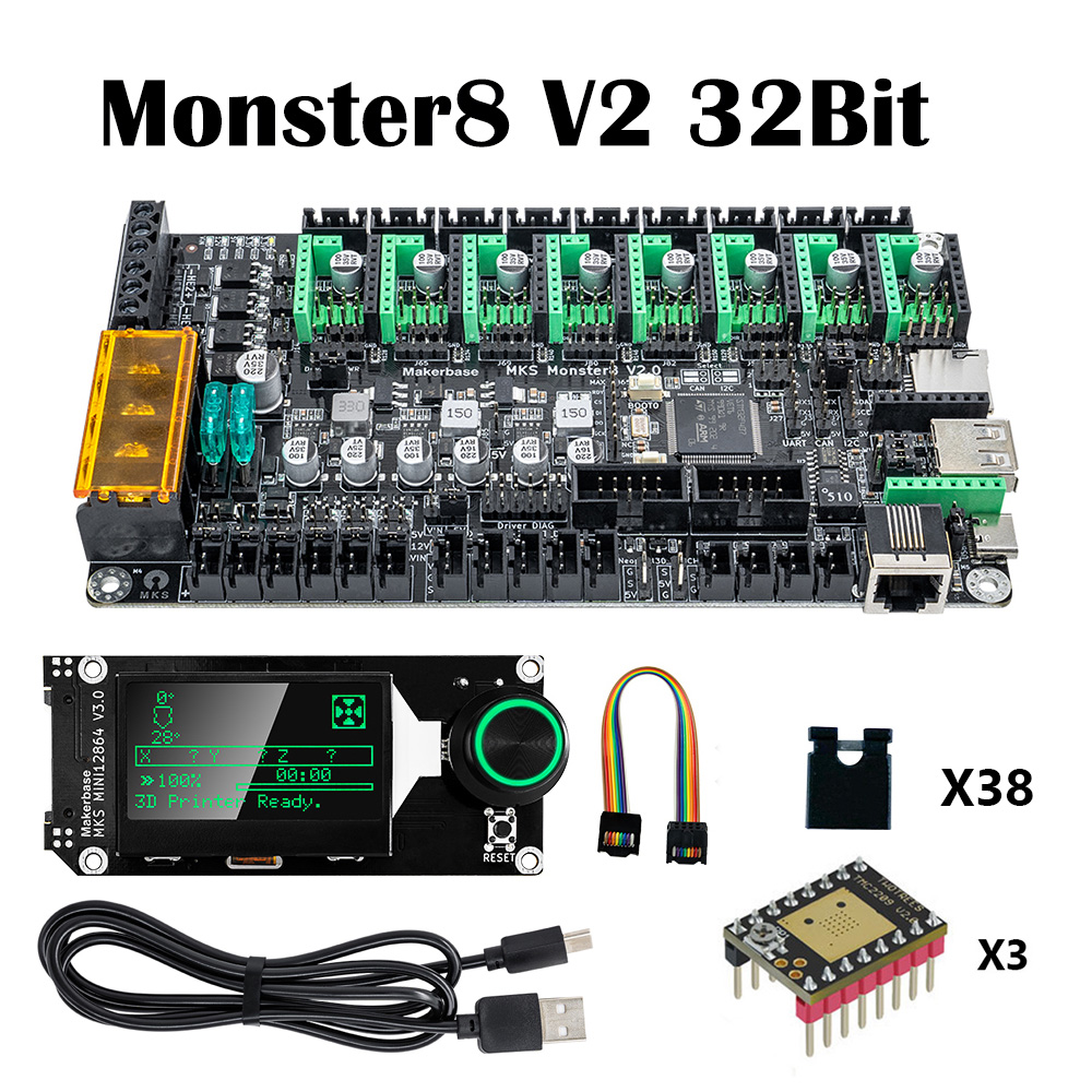 Makerbase MKS Monster8 V2 32Bi - مراجعة Motherboard 3D Printer وسعره